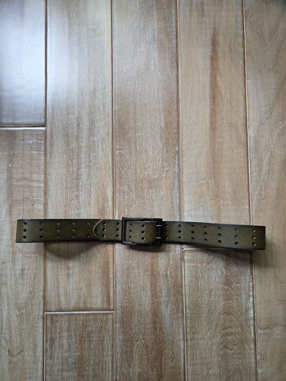 Linea Pelle Olive Green/Brown Leather Belt